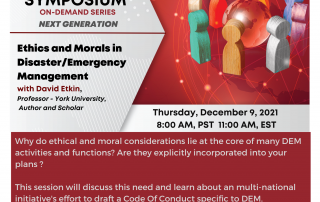Ethics and Morals in Disaster and Emergency Management